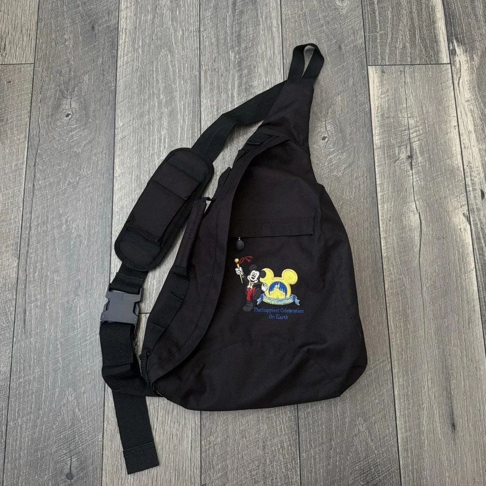 Vintage Disney World Happiest Celebration On Earth Mickey Sling Bag Backpack Y2K